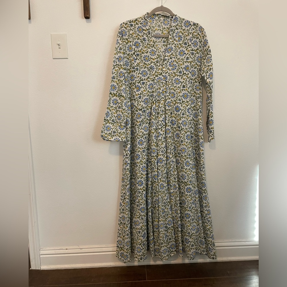 Final Sale! Indian Cotton Lightweight Maxi Dress Block Print